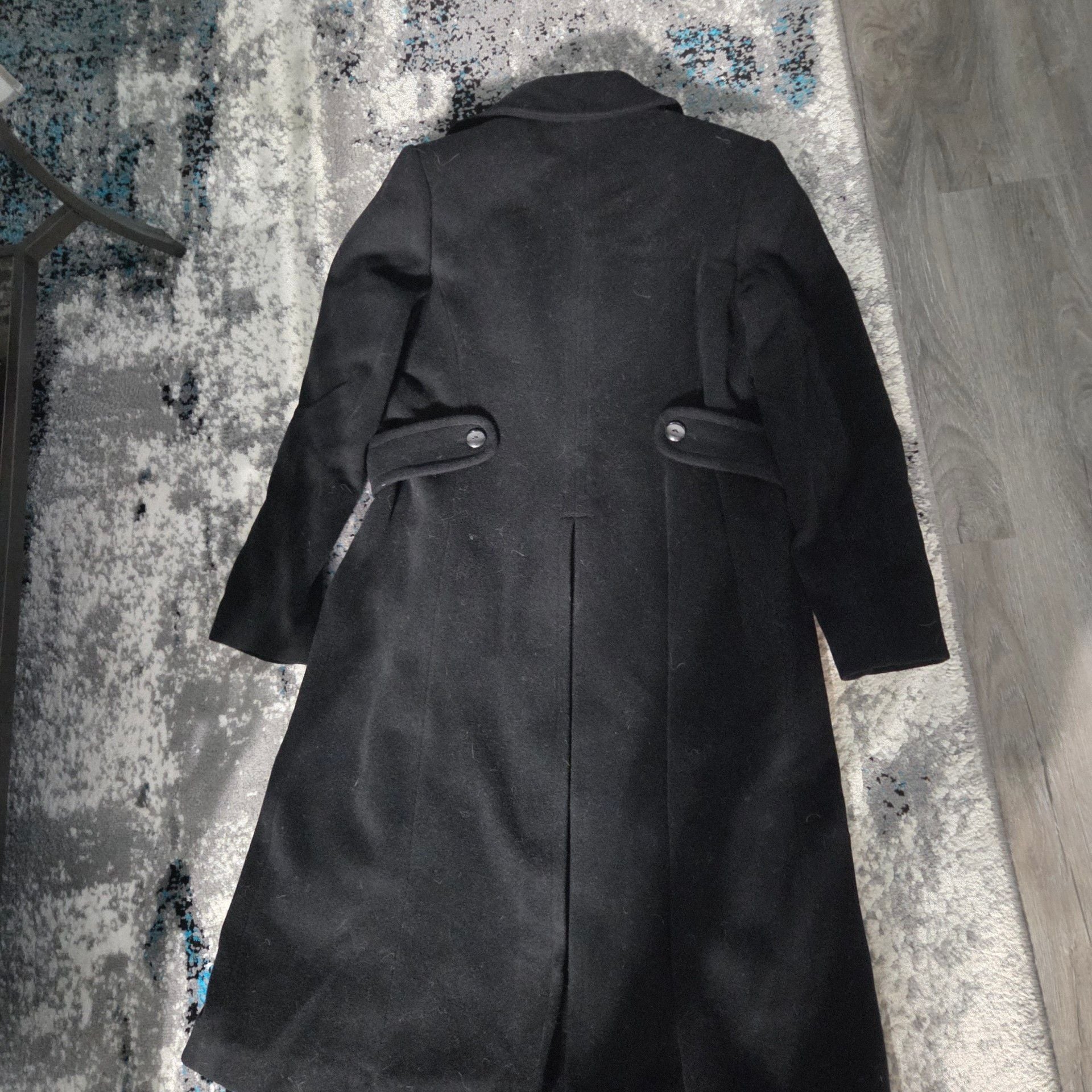 Larry Levine Wool Coat Size 8 Black Merino Long jacket. 13