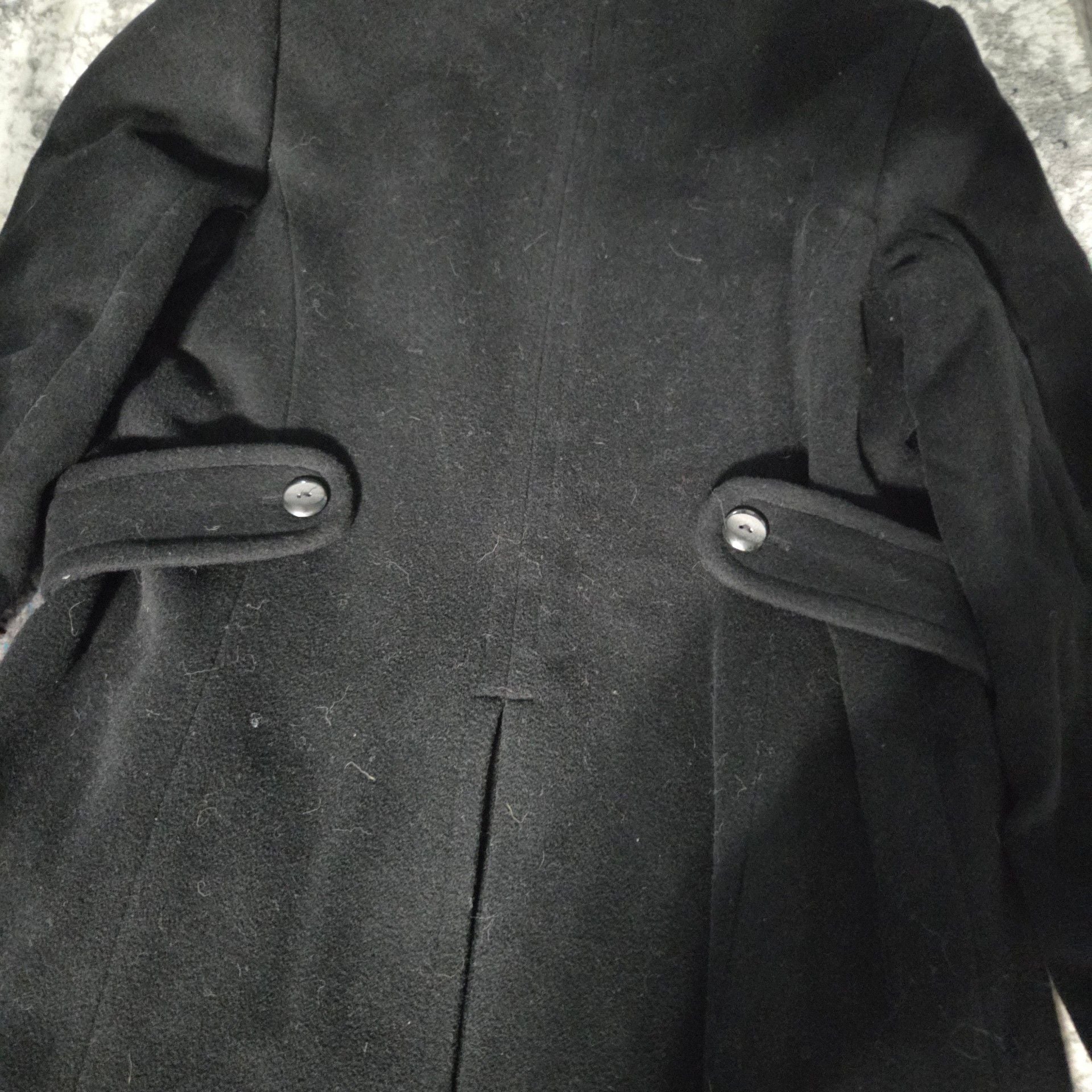 Larry Levine Wool Coat Size 8 Black Merino Long jacket. 14