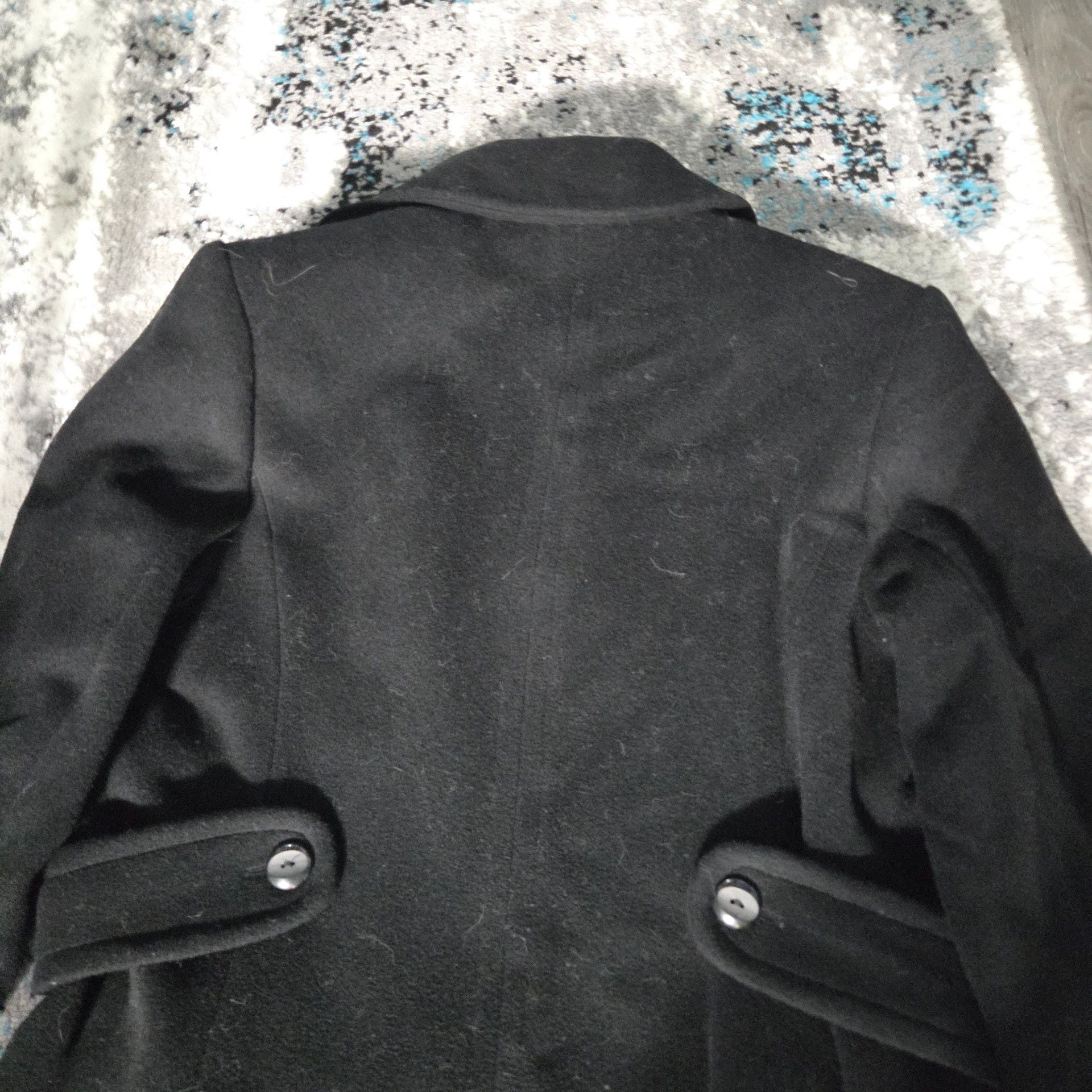Larry Levine Wool Coat Size 8 Black Merino Long jacket. 15