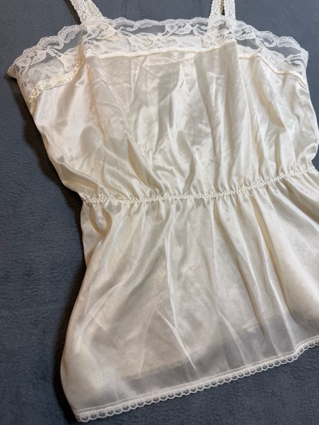 Vintage Lace Trim Camisole Top Cream Satin 3