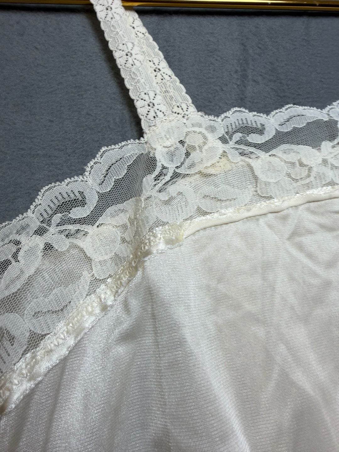 Vintage Lace Trim Camisole Top Cream Satin 4