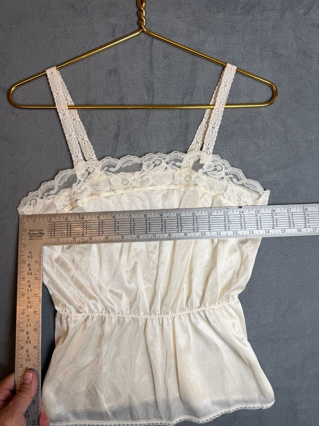 Vintage Lace Trim Camisole Top Cream Satin 6