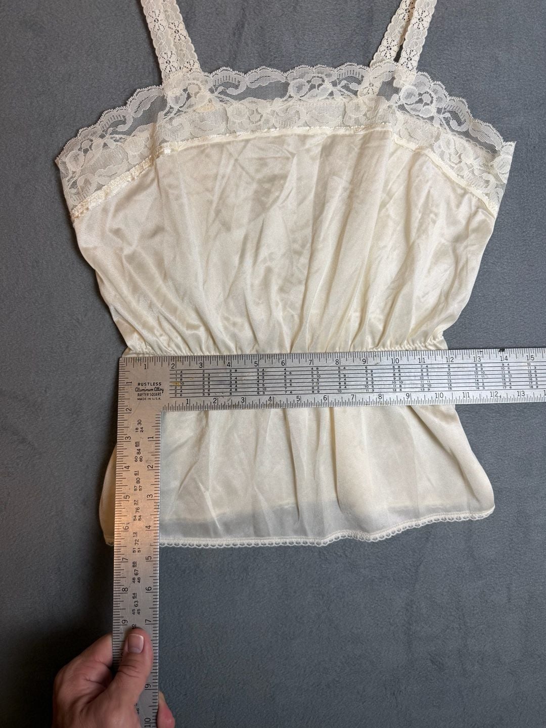 Vintage Lace Trim Camisole Top Cream Satin 7