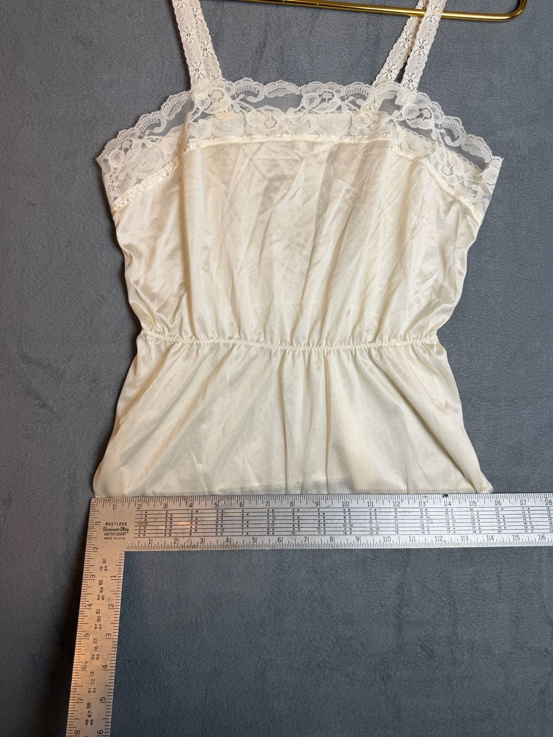Vintage Lace Trim Camisole Top Cream Satin 8
