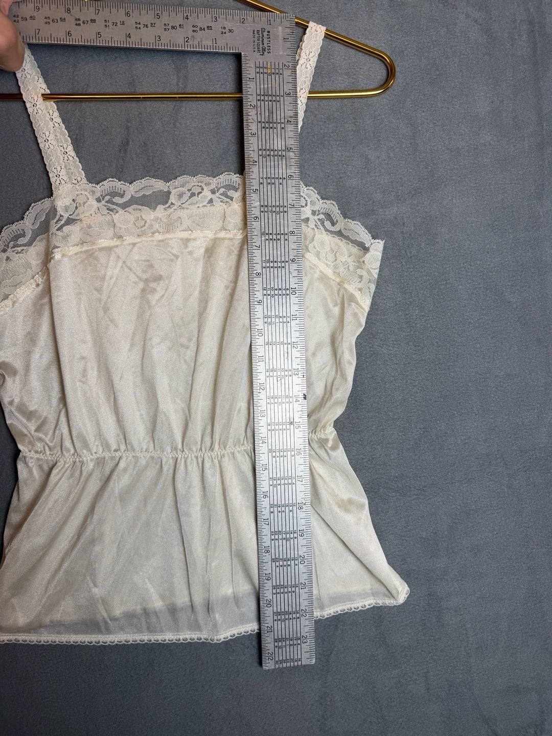 Vintage Lace Trim Camisole Top Cream Satin 9