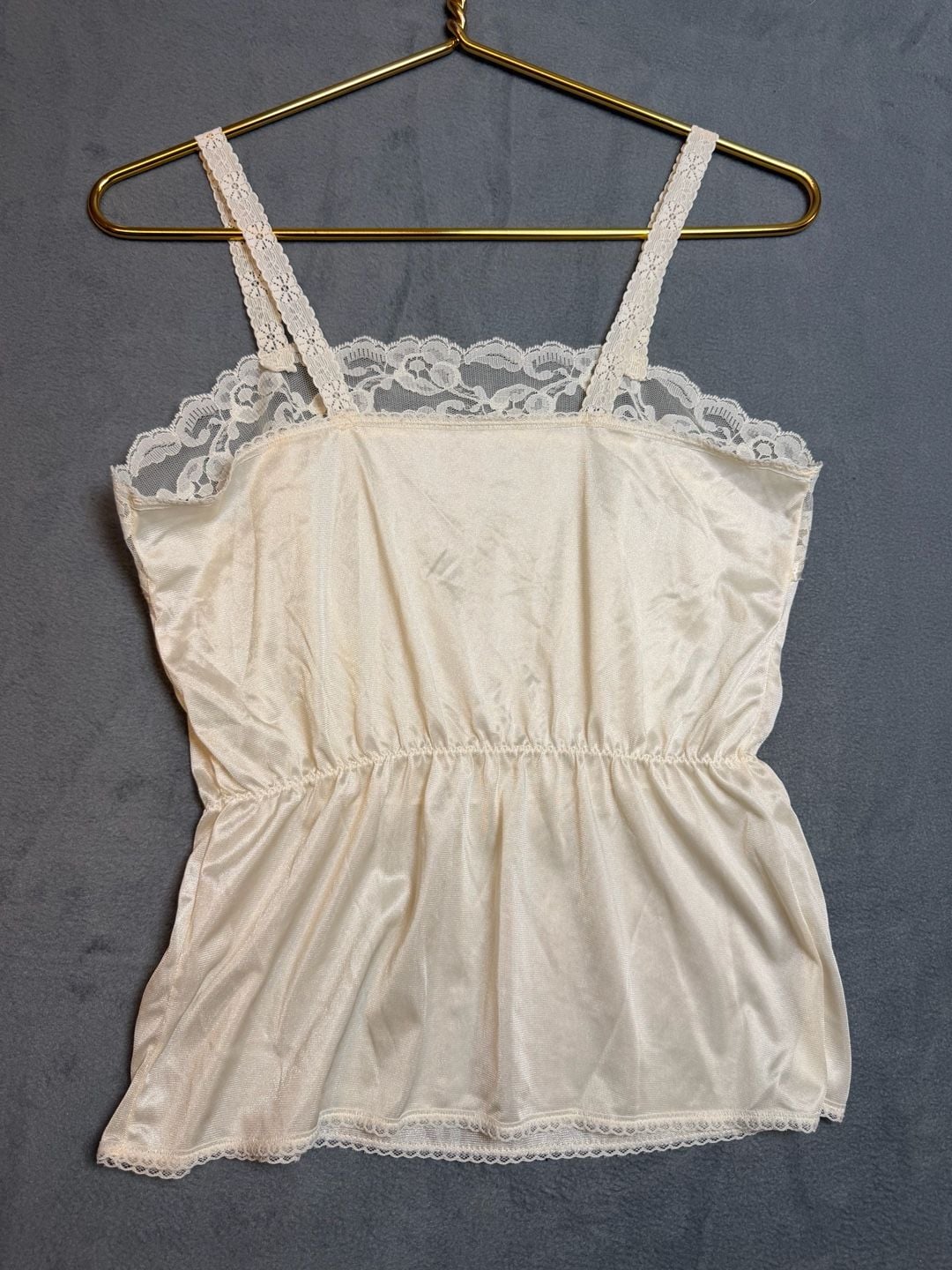 Vintage Lace Trim Camisole Top Cream Satin 10