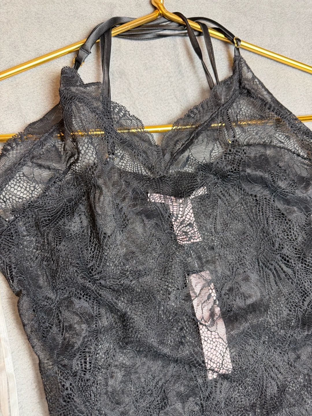 Victoria's Secret Black Lace Halter Slip Dress 4