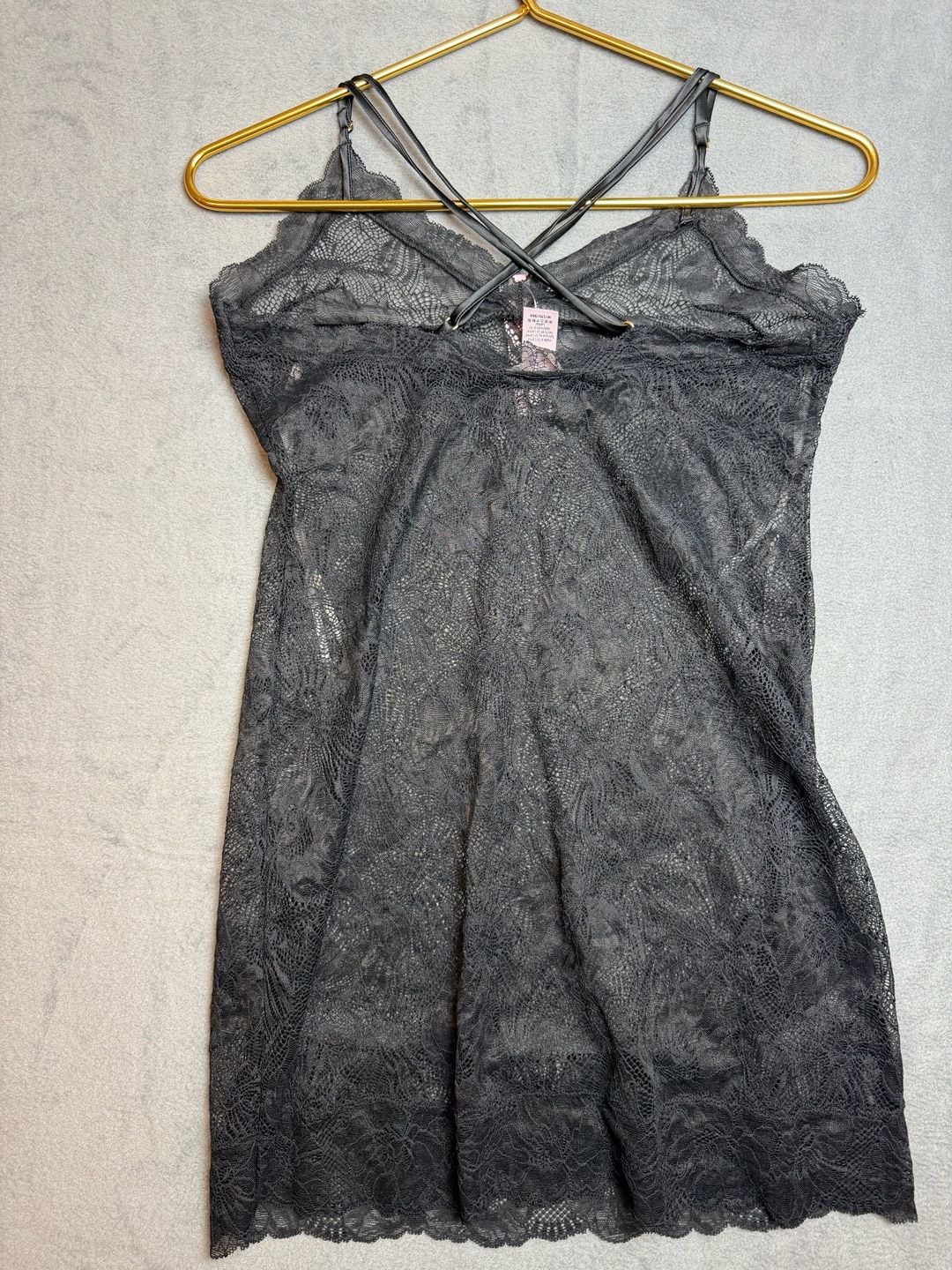 Victoria's Secret Black Lace Halter Slip Dress 6