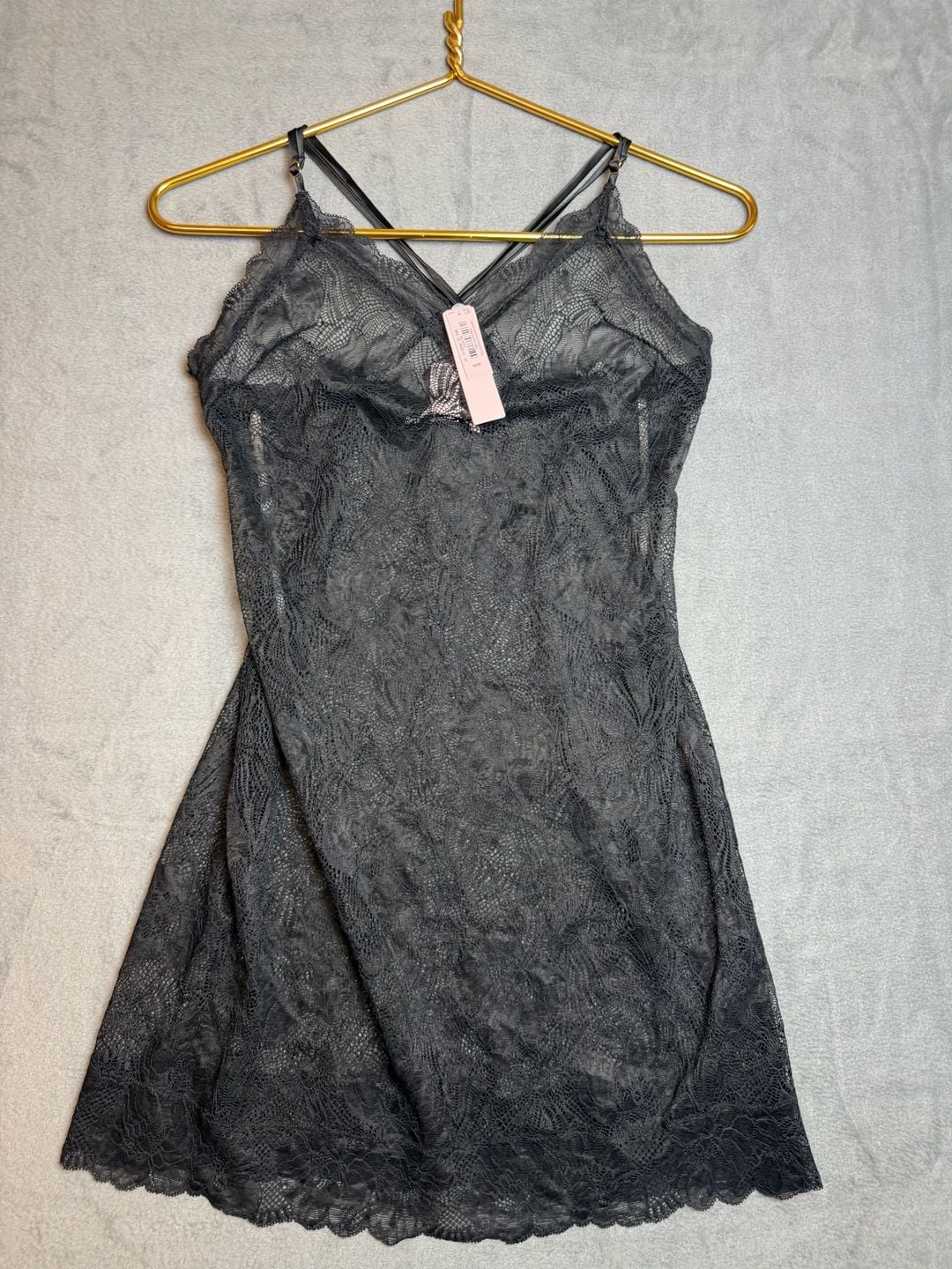 Victoria's Secret Black Lace Halter Slip Dress 7