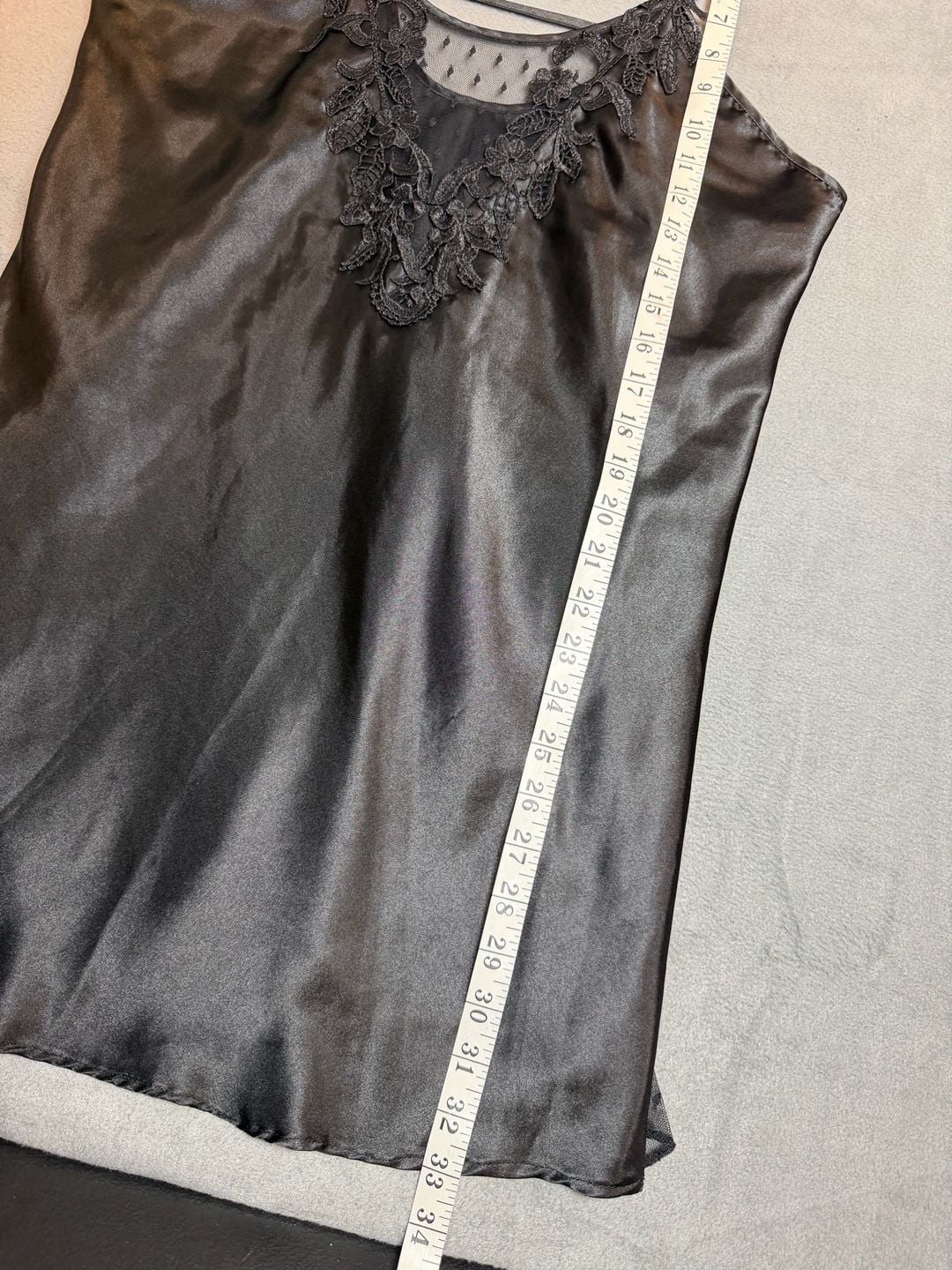 Flora Black Satin Lace Chemise Slip Lingerie 5