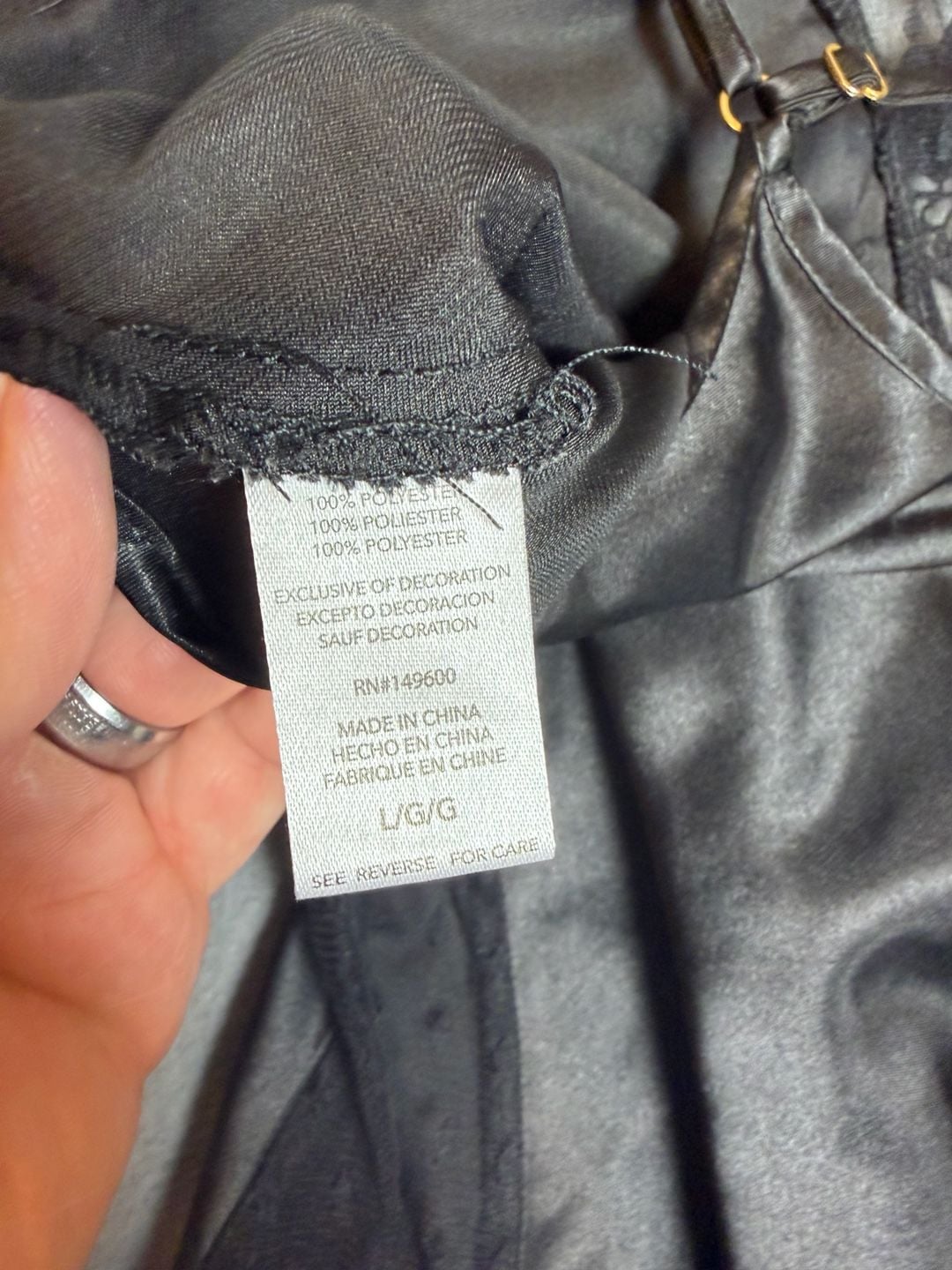 Flora Black Satin Lace Chemise Slip Lingerie 9