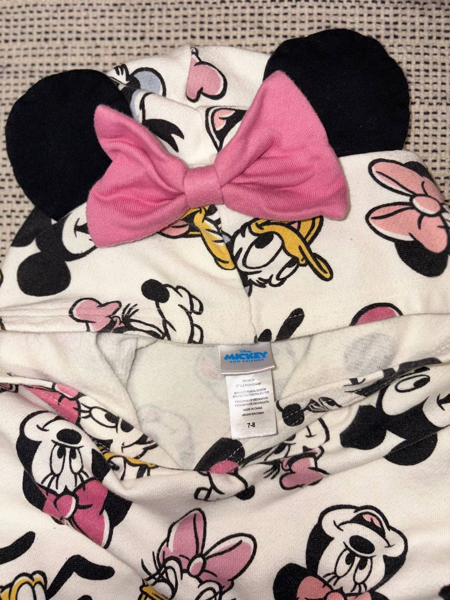 Disney Mickey And Friends Hoodie Size 7-8 Character Print 6