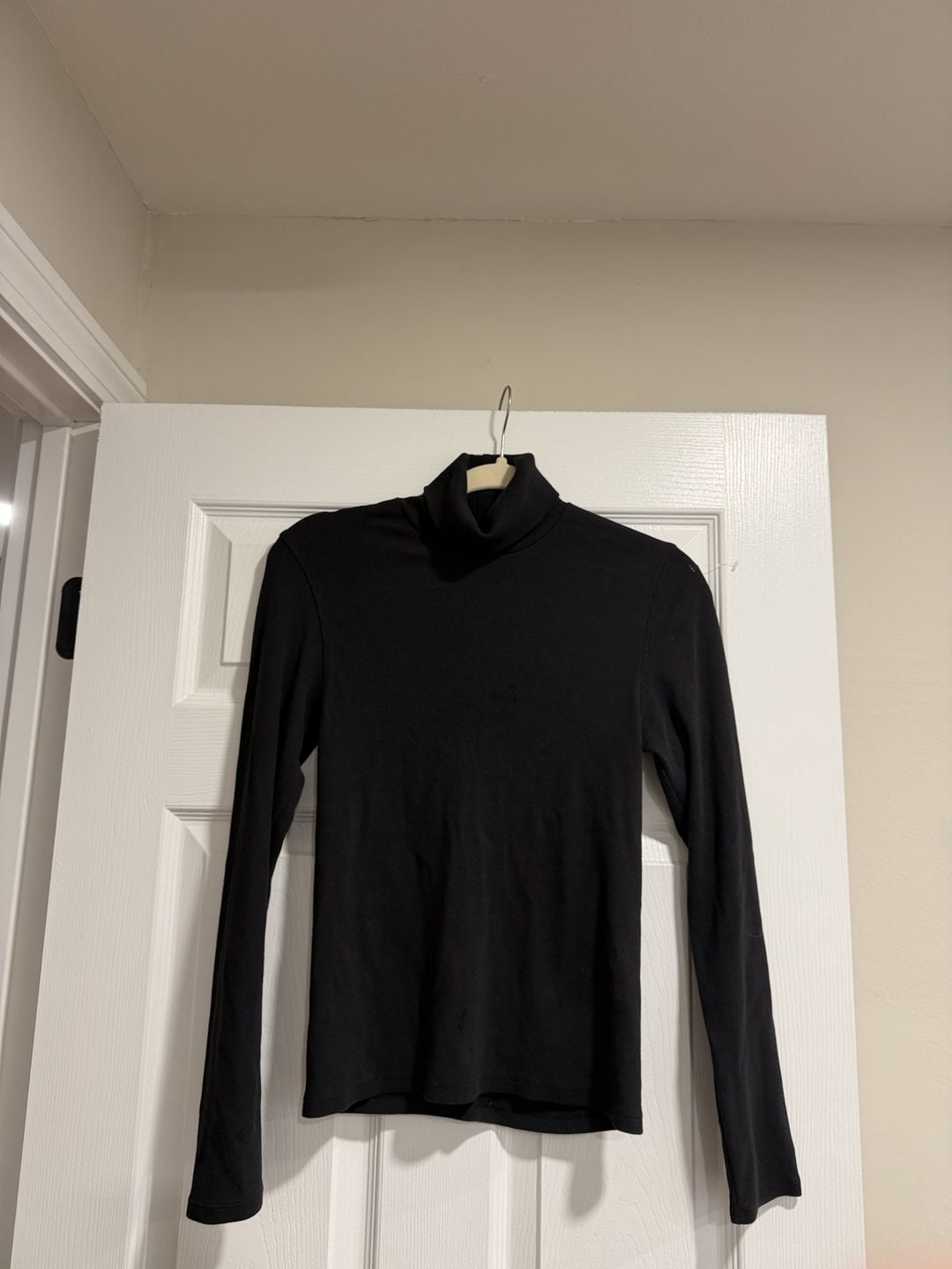 Quince Ribbed Turtleneck Sweater Size M Black Organic Cotton 2