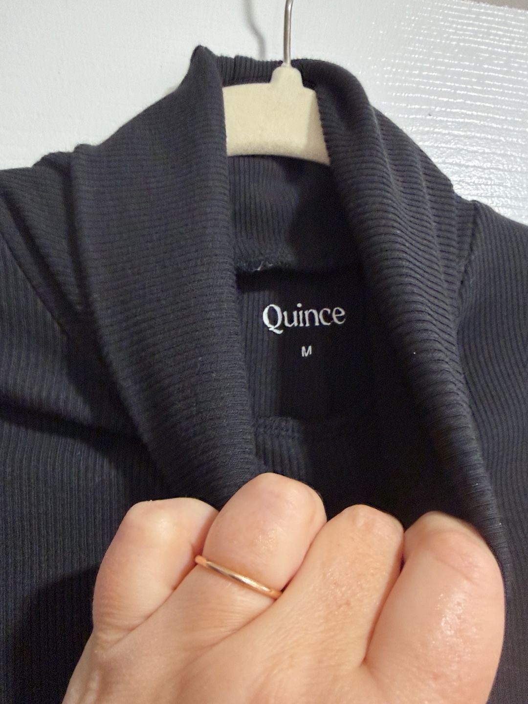 Quince Ribbed Turtleneck Sweater Size M Black Organic Cotton 3