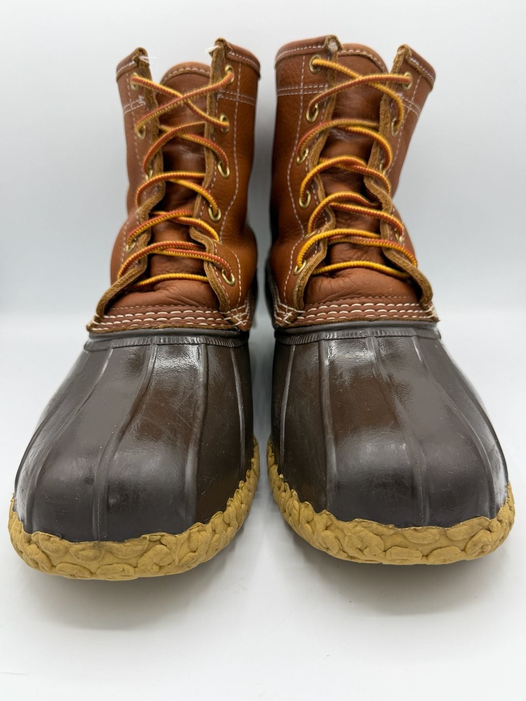LL Bean Boots Mens 12 8" Leather Flannel Lined Duck Boots Tan Brown Maine 3