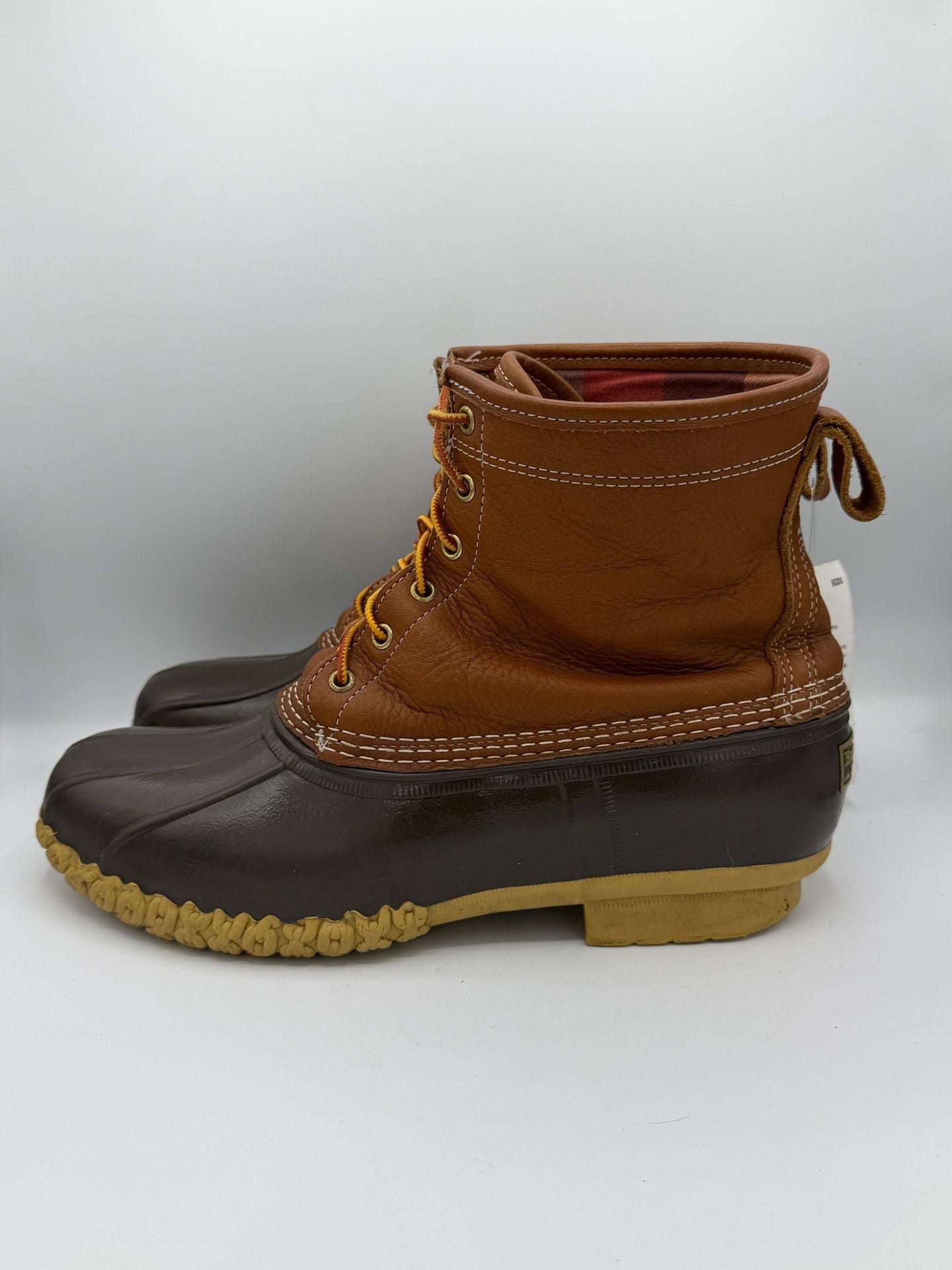 LL Bean Boots Mens 12 8" Leather Flannel Lined Duck Boots Tan Brown Maine 4