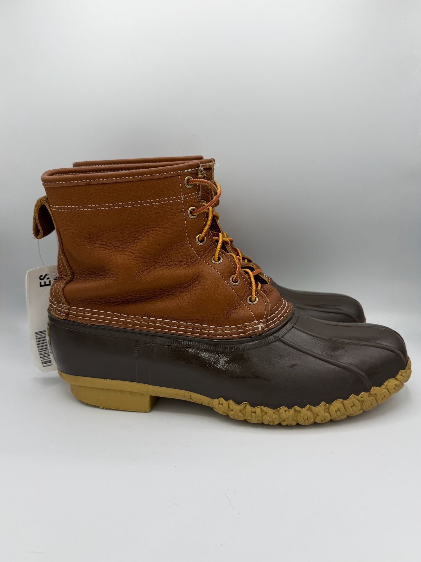 LL Bean Boots Mens 12 8" Leather Flannel Lined Duck Boots Tan Brown Maine 5