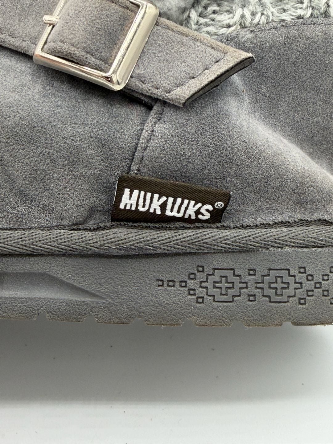 MUK LUKS Womens Size 8 Gray Faux Suede Sweater Knit Fur Lined Ankle Boots 8