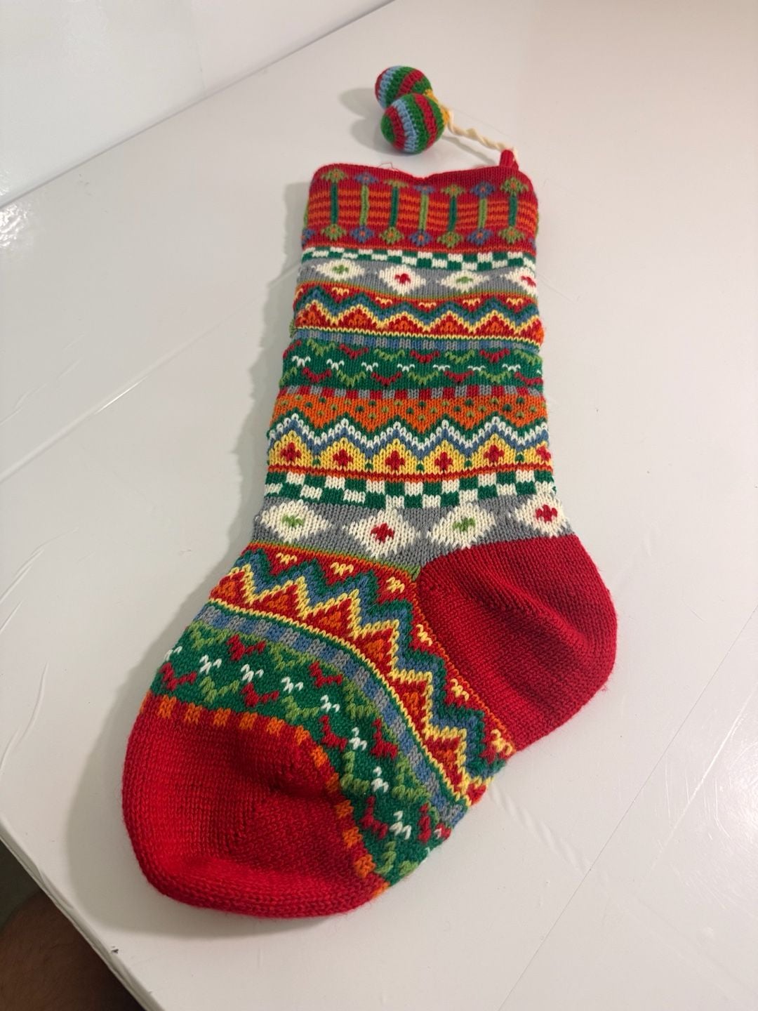Unbranded Fair Isle Christmas Stocking With 3D Trees 3