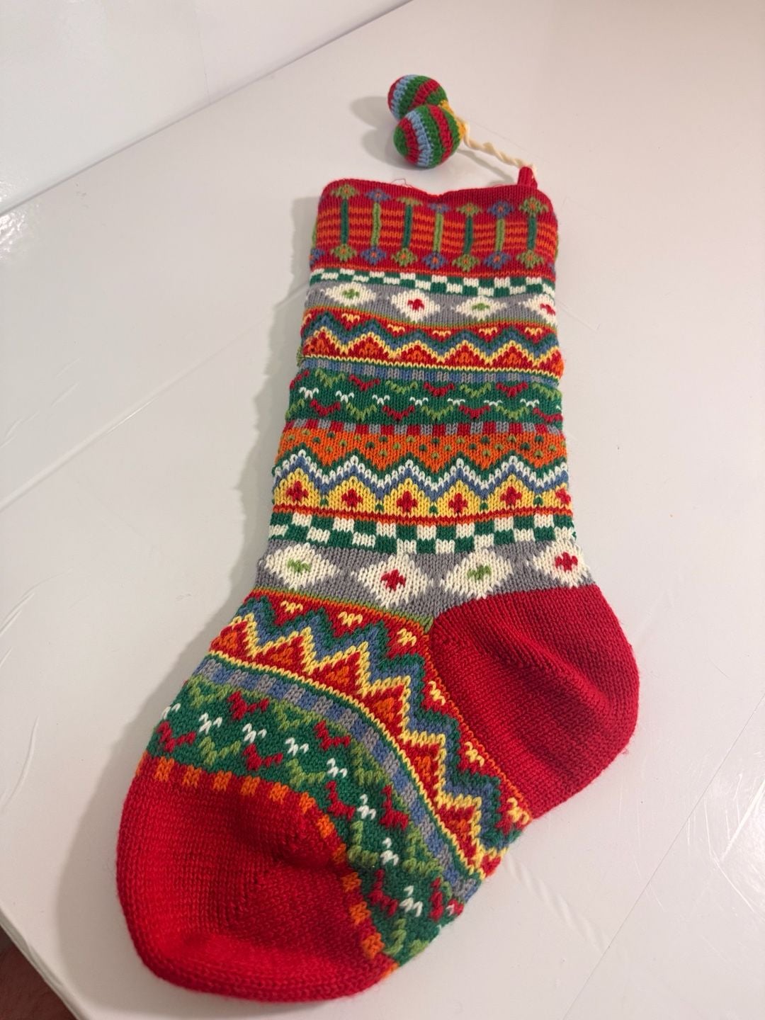 Unbranded Fair Isle Christmas Stocking With 3D Trees 4