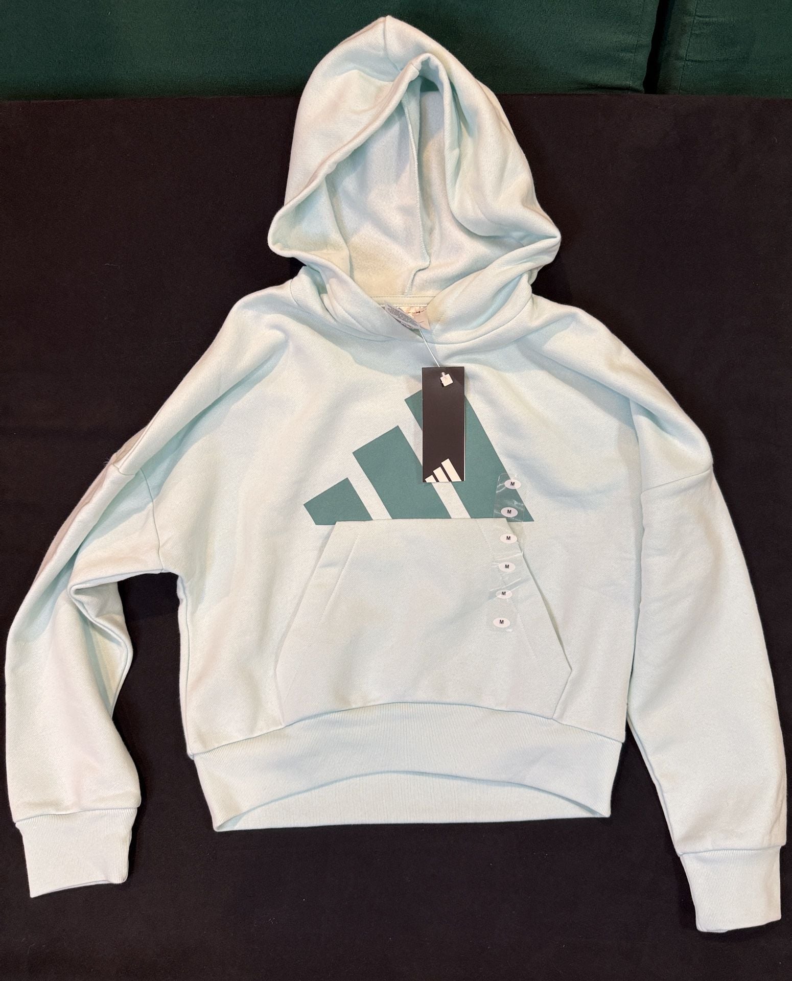 Adidas Girls Loose Fit Hoodie Size M 10/12 Halo Mint 2