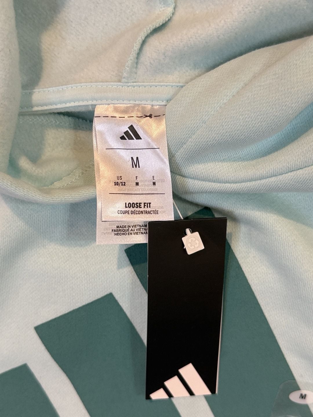 Adidas Girls Loose Fit Hoodie Size M 10/12 Halo Mint 3