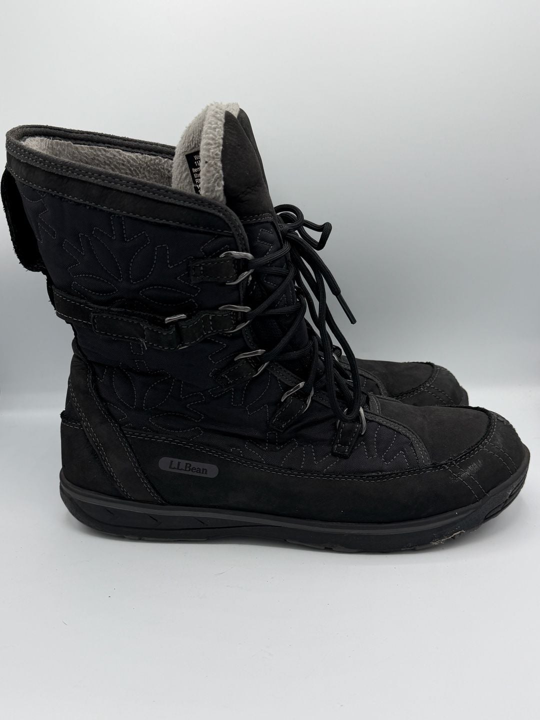 LL Bean Womens 11 M TEK2.5 Primaloft 200g Insulated Black Snow Winter Boots 5