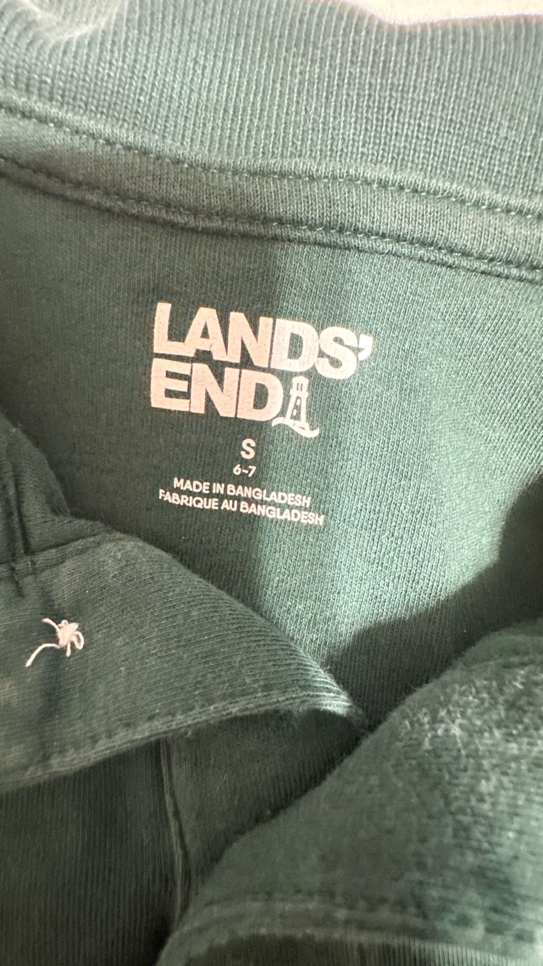 Lands' End Long Sleeve Polo Size S 6-7 Green Cotton Shirt 4