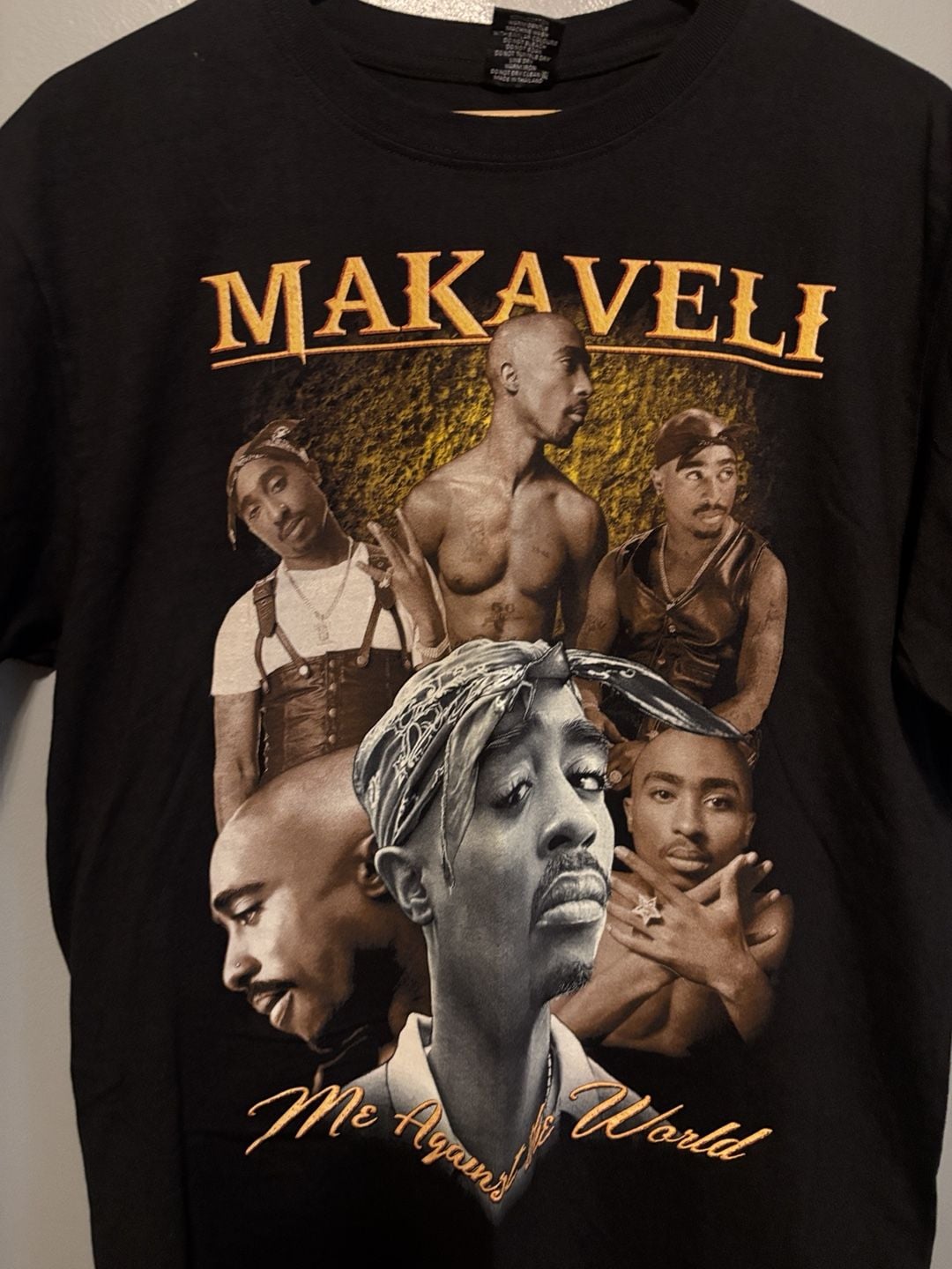 Rock Yeah Makaveli Tupac Me Against The World T-Shirt Size L Black 2