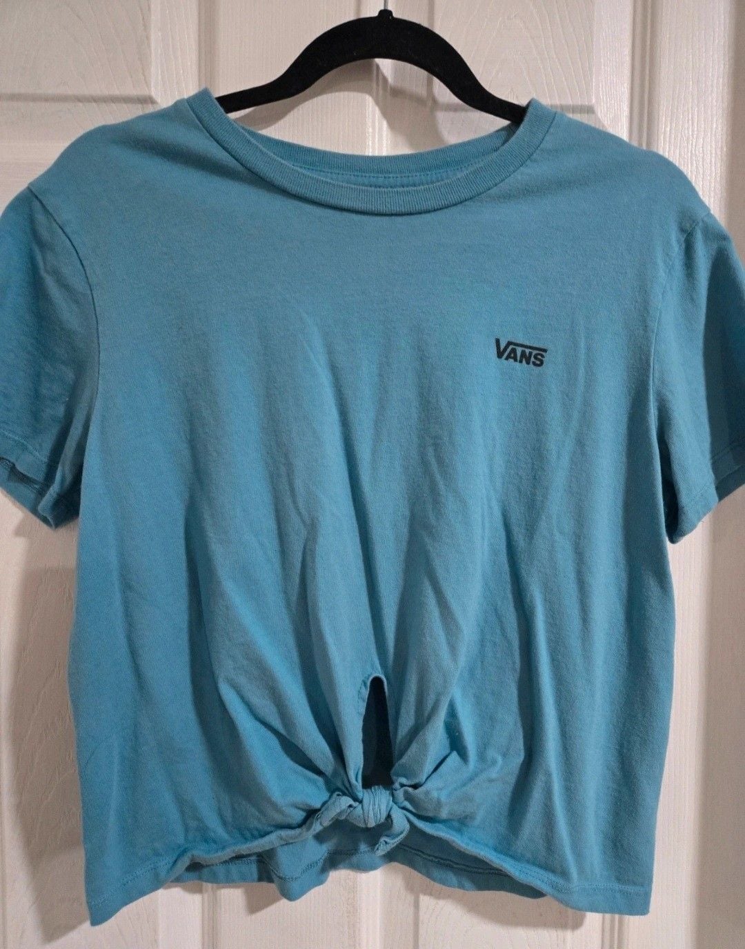 Vans T-Shirt Size Medium Blue Tie Front Short Sleeve Top 2