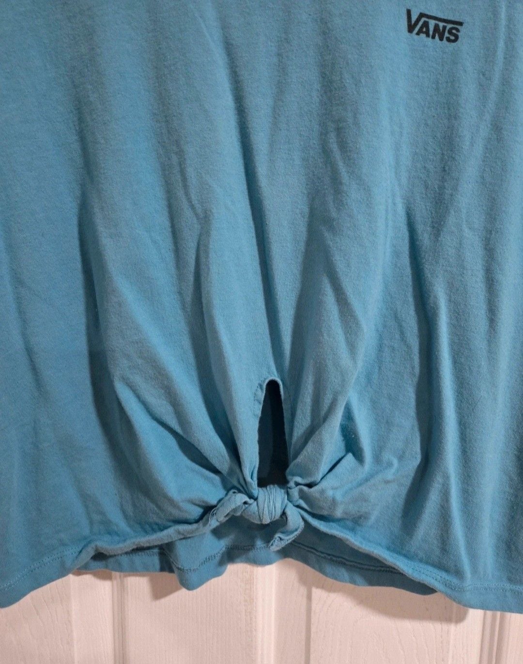 Vans T-Shirt Size Medium Blue Tie Front Short Sleeve Top 4