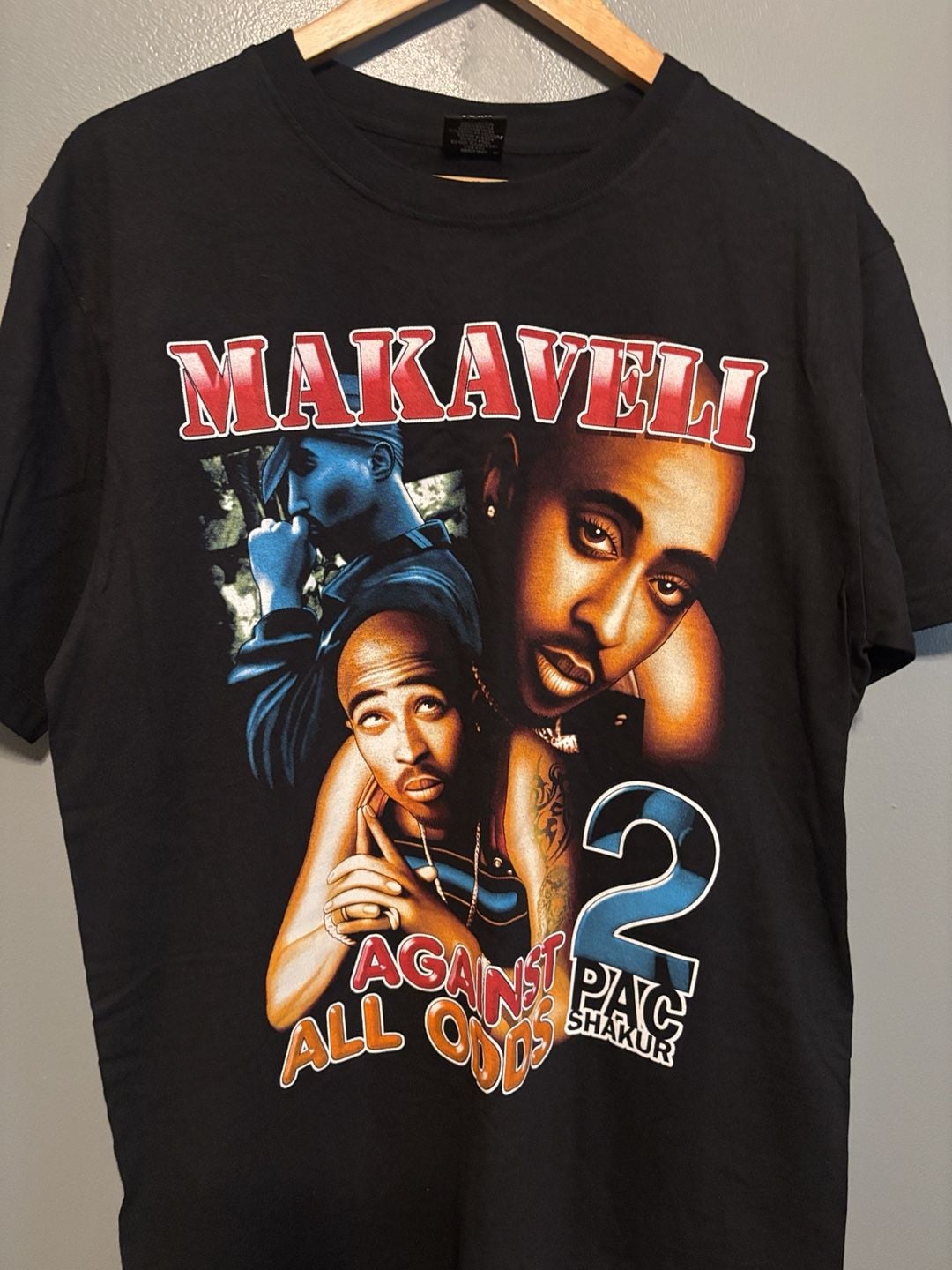 Rock Yeah Makaveli Tupac Shakur T-Shirt Size L Black Graphic Tee 5