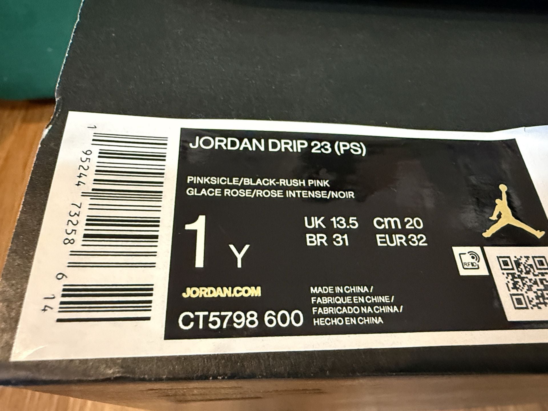 Jordan Drip 23 PS Size 1Y Pinksicle Black Rush Pink Boots 7