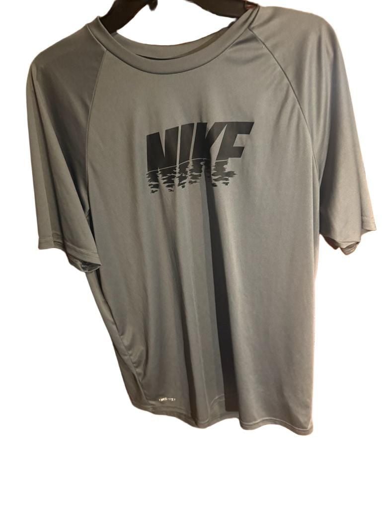 Nike Swim Short Sleeve Rash Guard Size L Gray Graphic Logo Dri-FIT 2