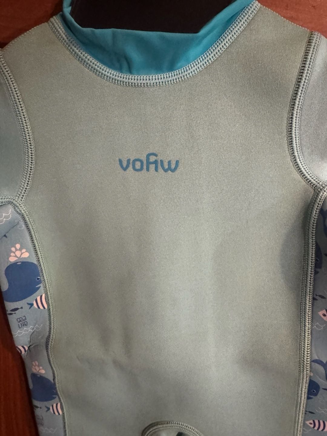 Vofiw Kids Wetsuit Size S Light Blue Sea Life Whale Print Shorty 4