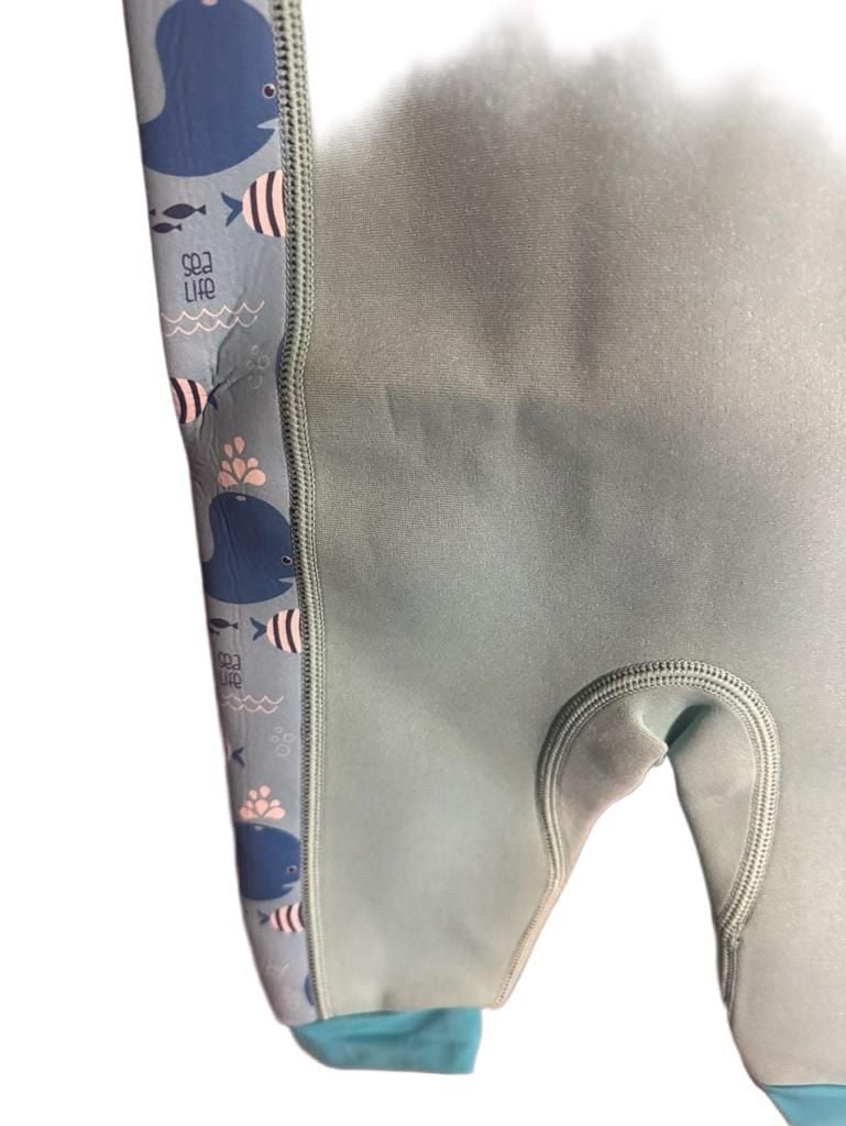 Vofiw Kids Wetsuit Size S Light Blue Sea Life Whale Print Shorty 3