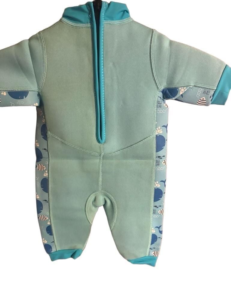 Vofiw Kids Wetsuit Size S Light Blue Sea Life Whale Print Shorty 6