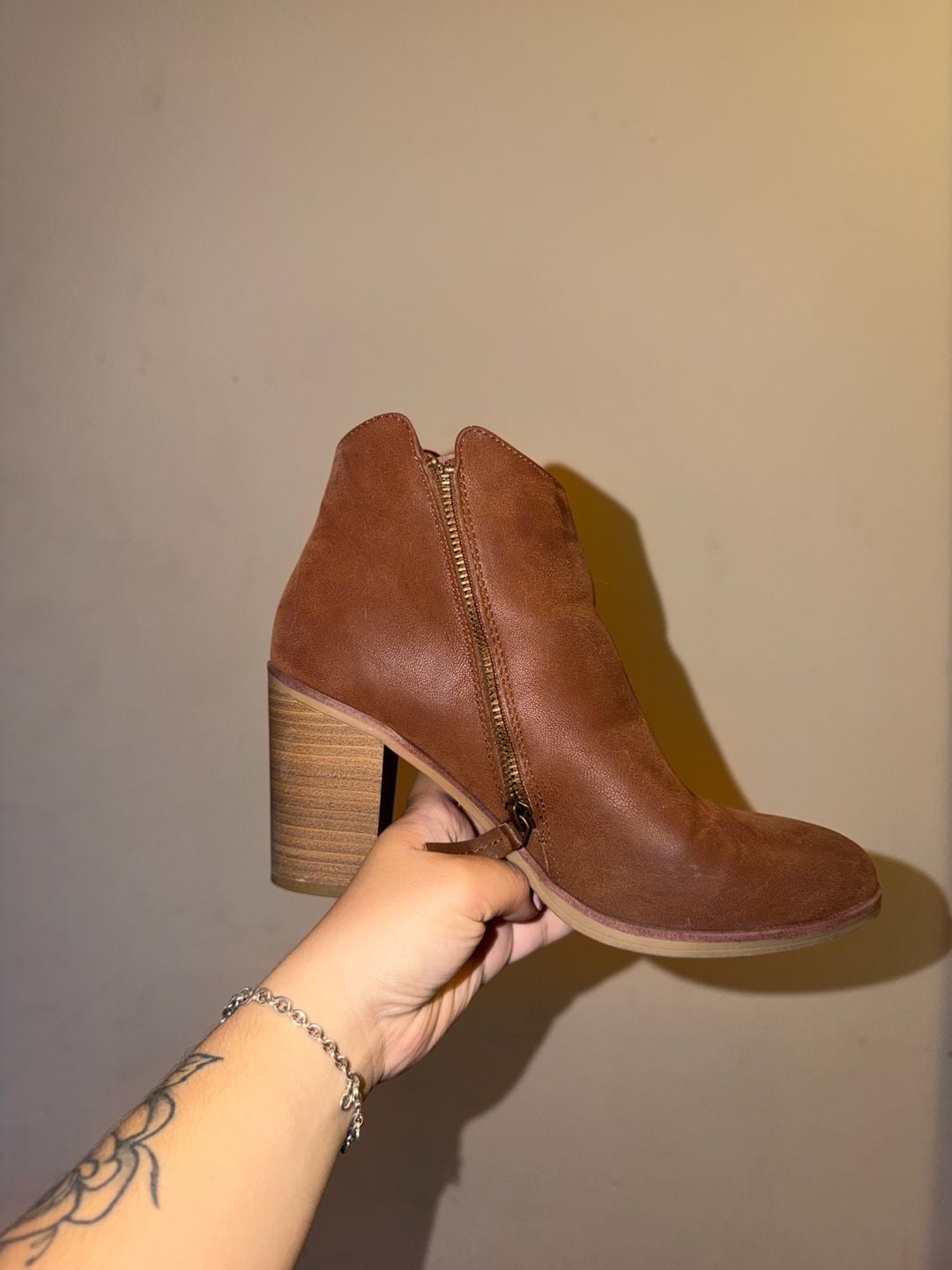 Brown Block Heel Ankle Booties 2