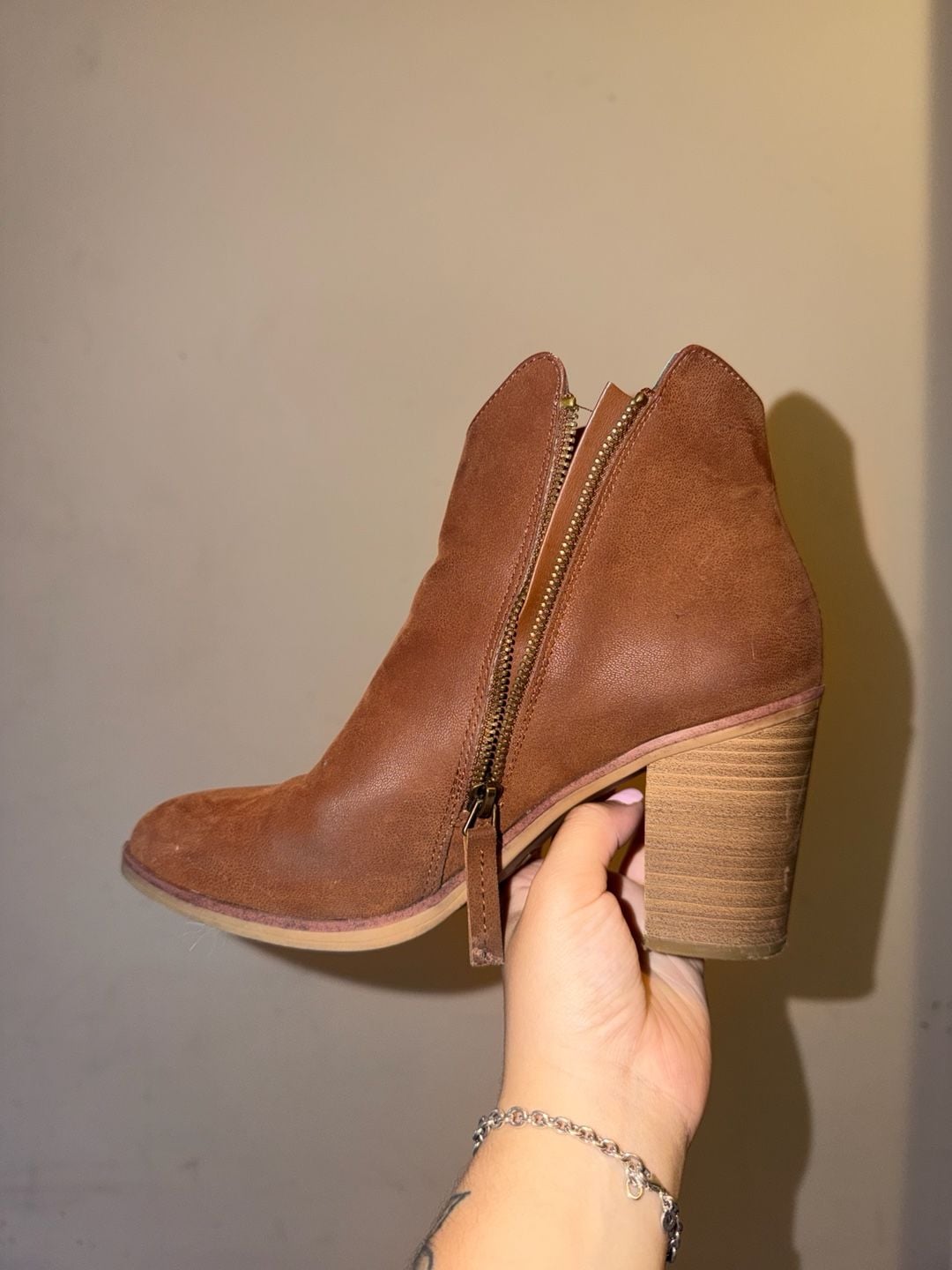 Brown Block Heel Ankle Booties 6