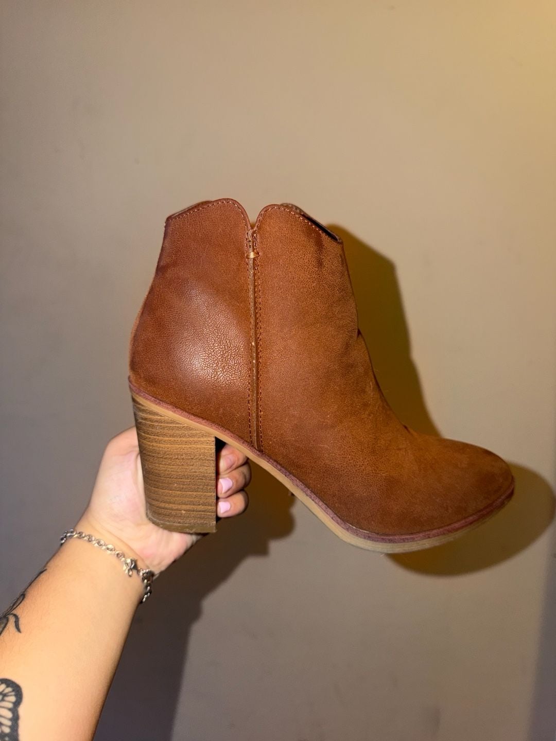 Brown Block Heel Ankle Booties 7