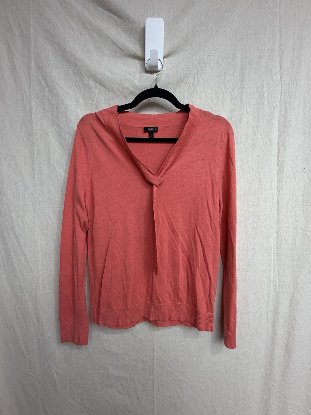 Talbots Pullover Sweater Size L Petite Pink Cotton Rayon Long Sleeve 2