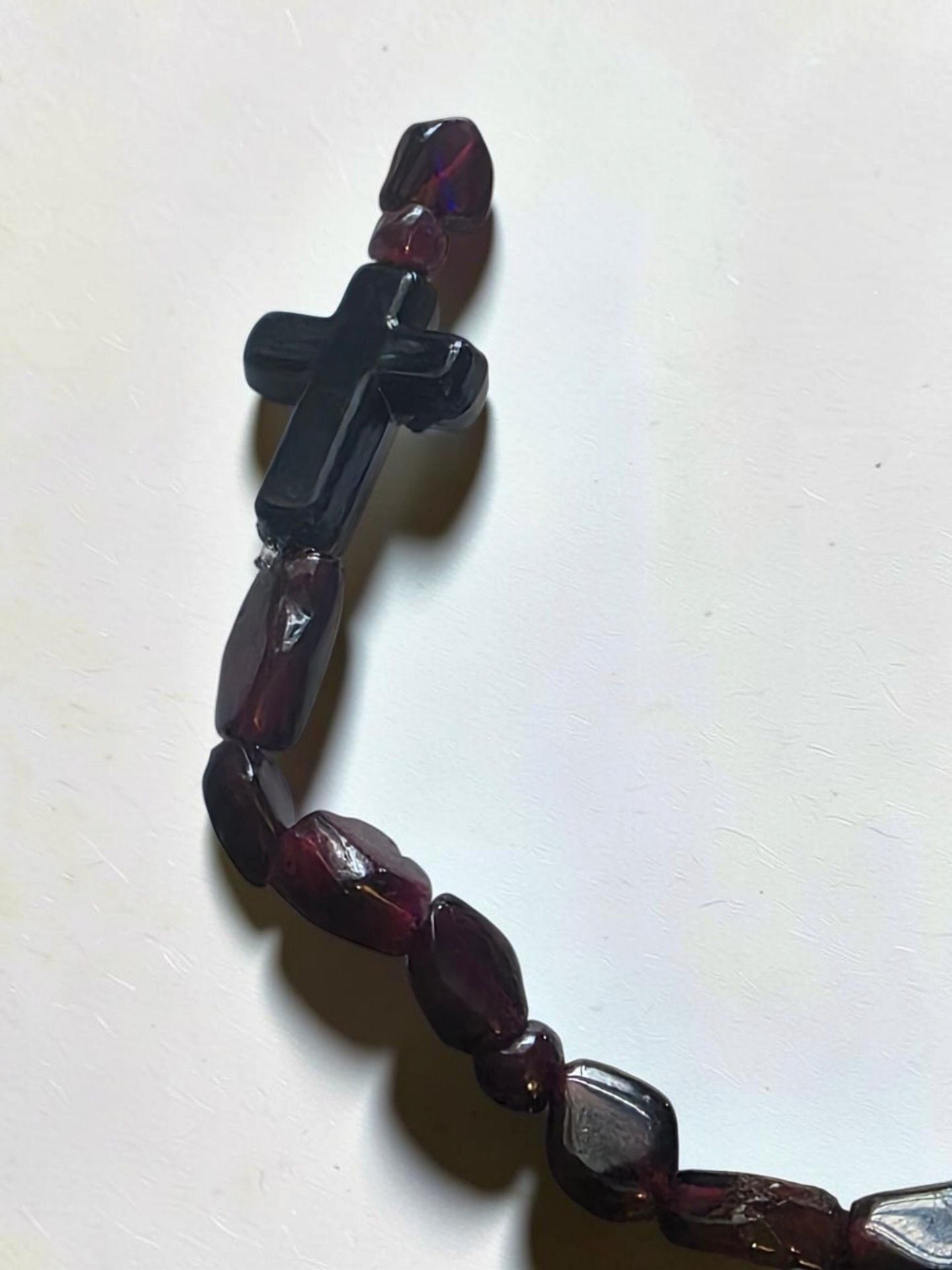 Deep Red Garnet Chip Cross Stretch Beaded Bracelet 4