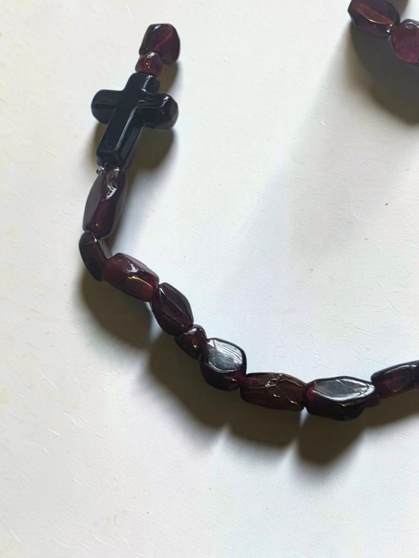 Deep Red Garnet Chip Cross Stretch Beaded Bracelet 5