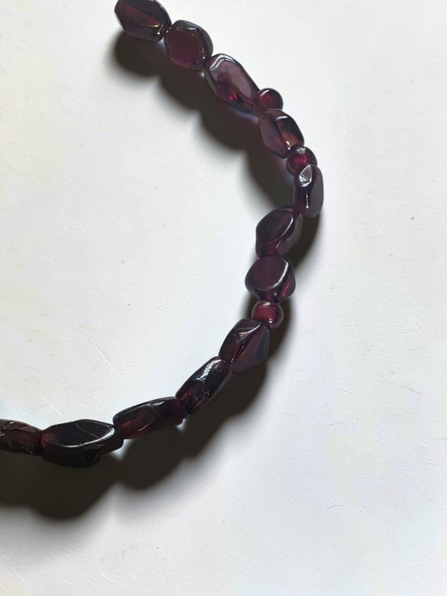 Deep Red Garnet Chip Cross Stretch Beaded Bracelet 6
