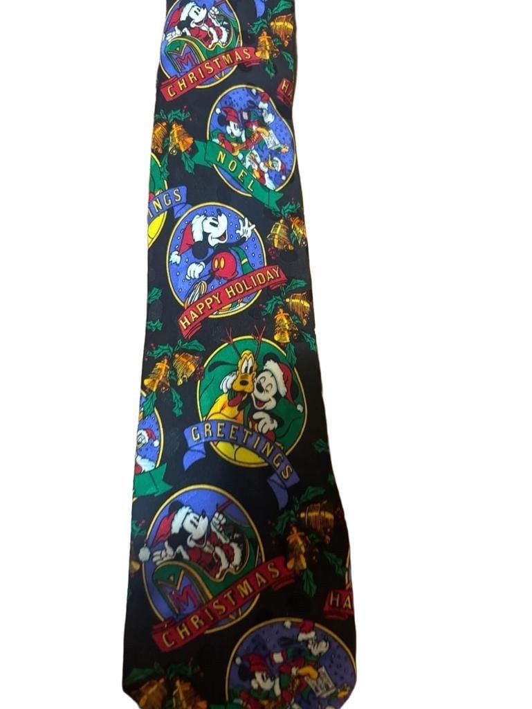 Disney Mickey Mouse Christmas Holiday Print Silk Necktie 2