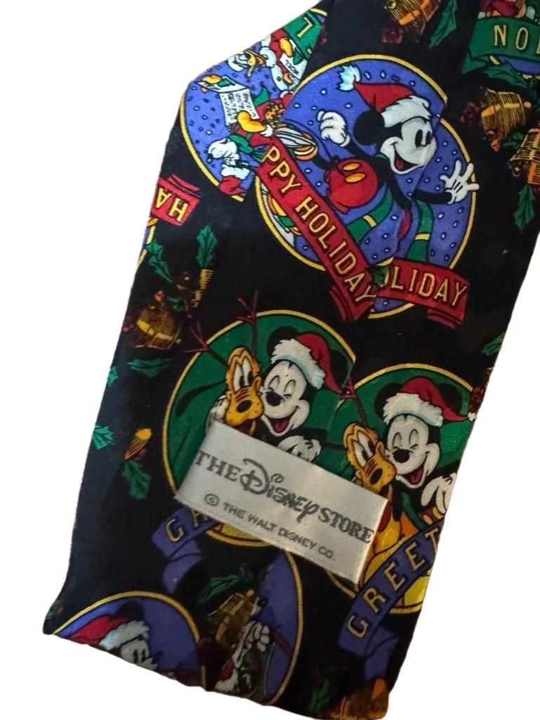 Disney Mickey Mouse Christmas Holiday Print Silk Necktie 3