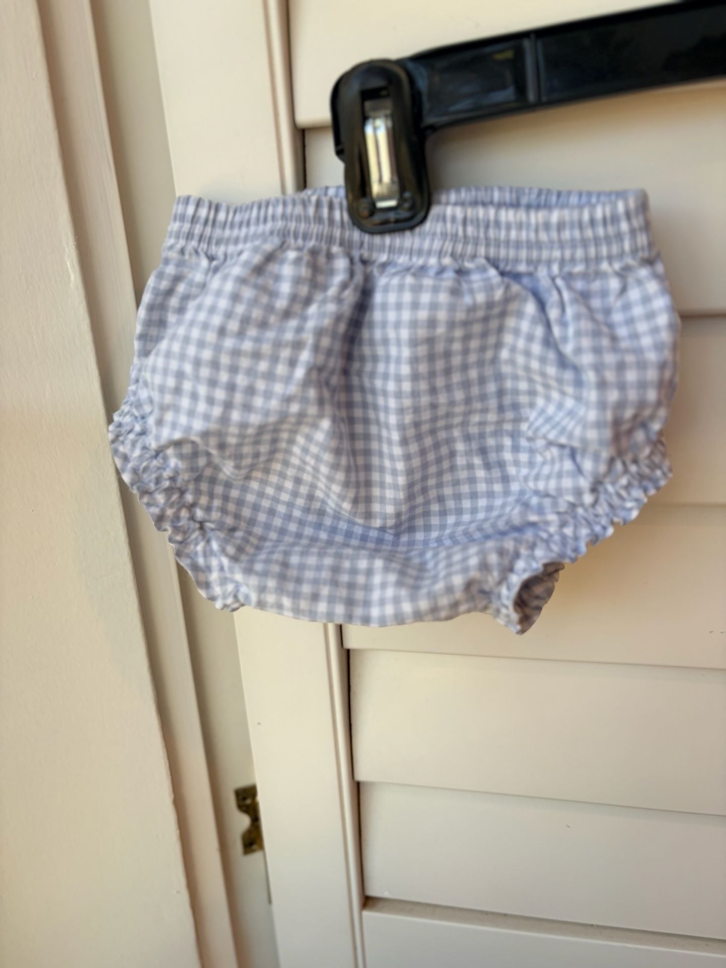 Three Pottery Barn Kids Gingham Bloomers Size 3-6M Purple & Blue 4
