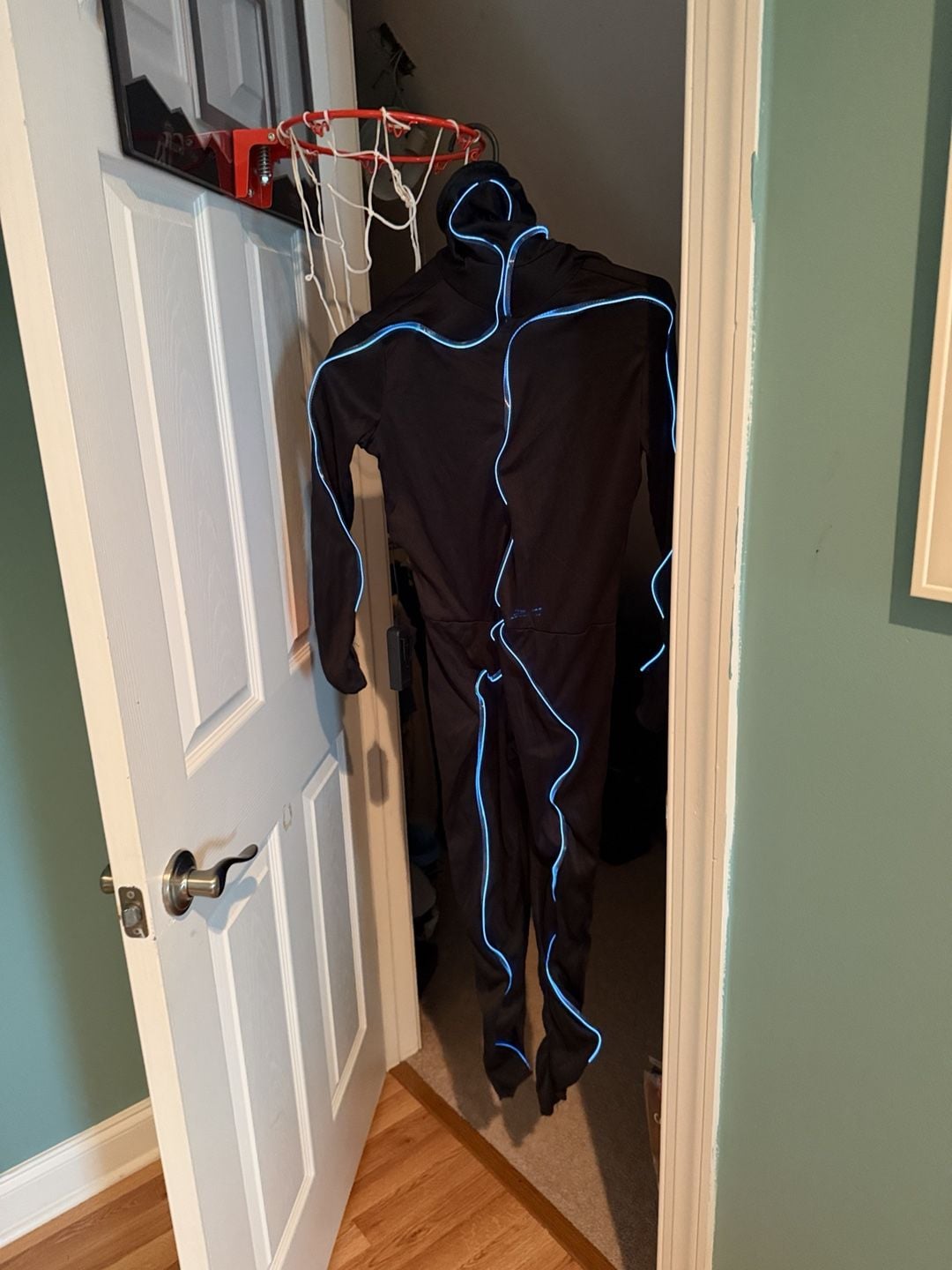 LED Light Up Black Hooded Bodysuit Costume 2