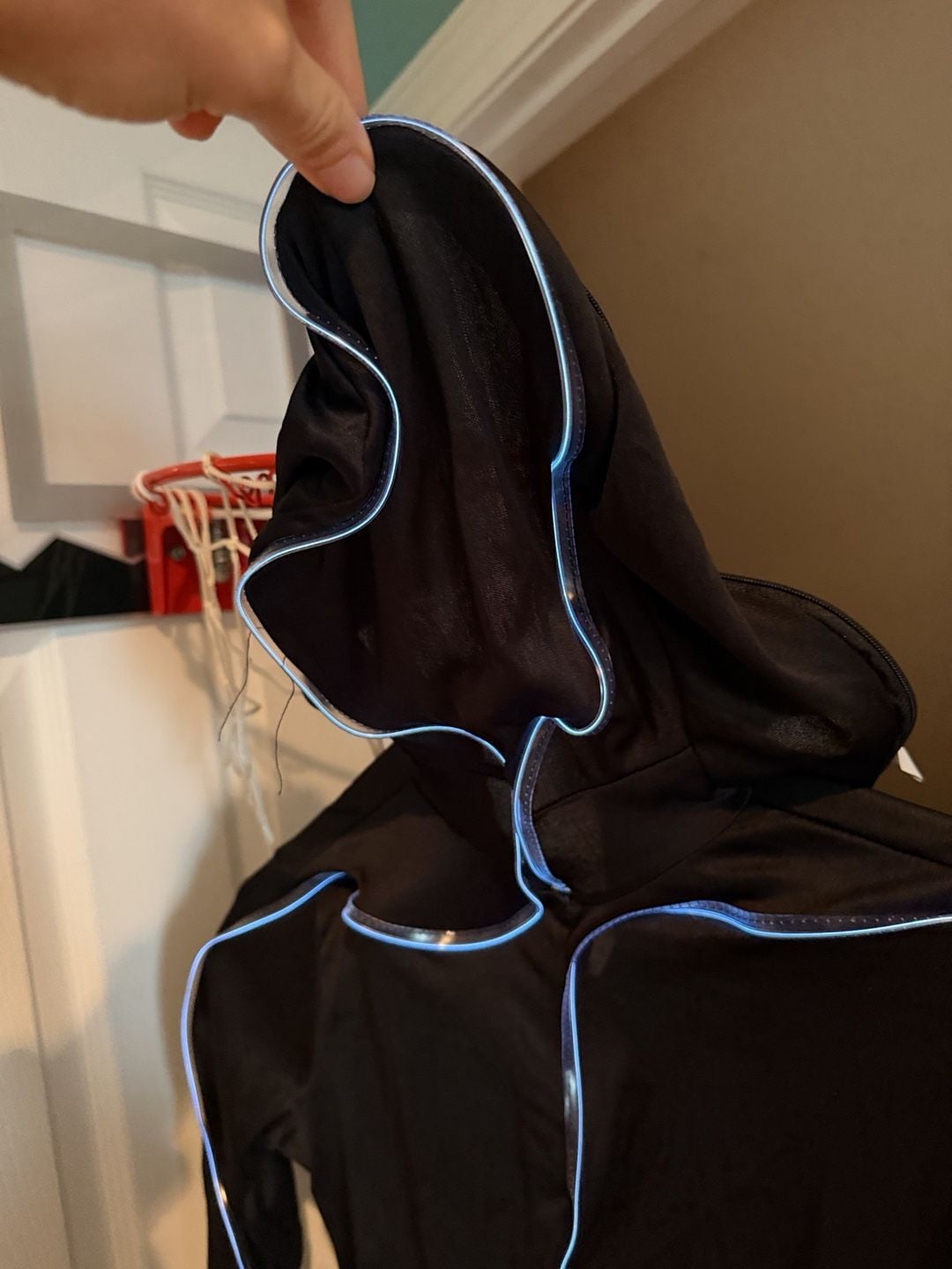 LED Light Up Black Hooded Bodysuit Costume 5