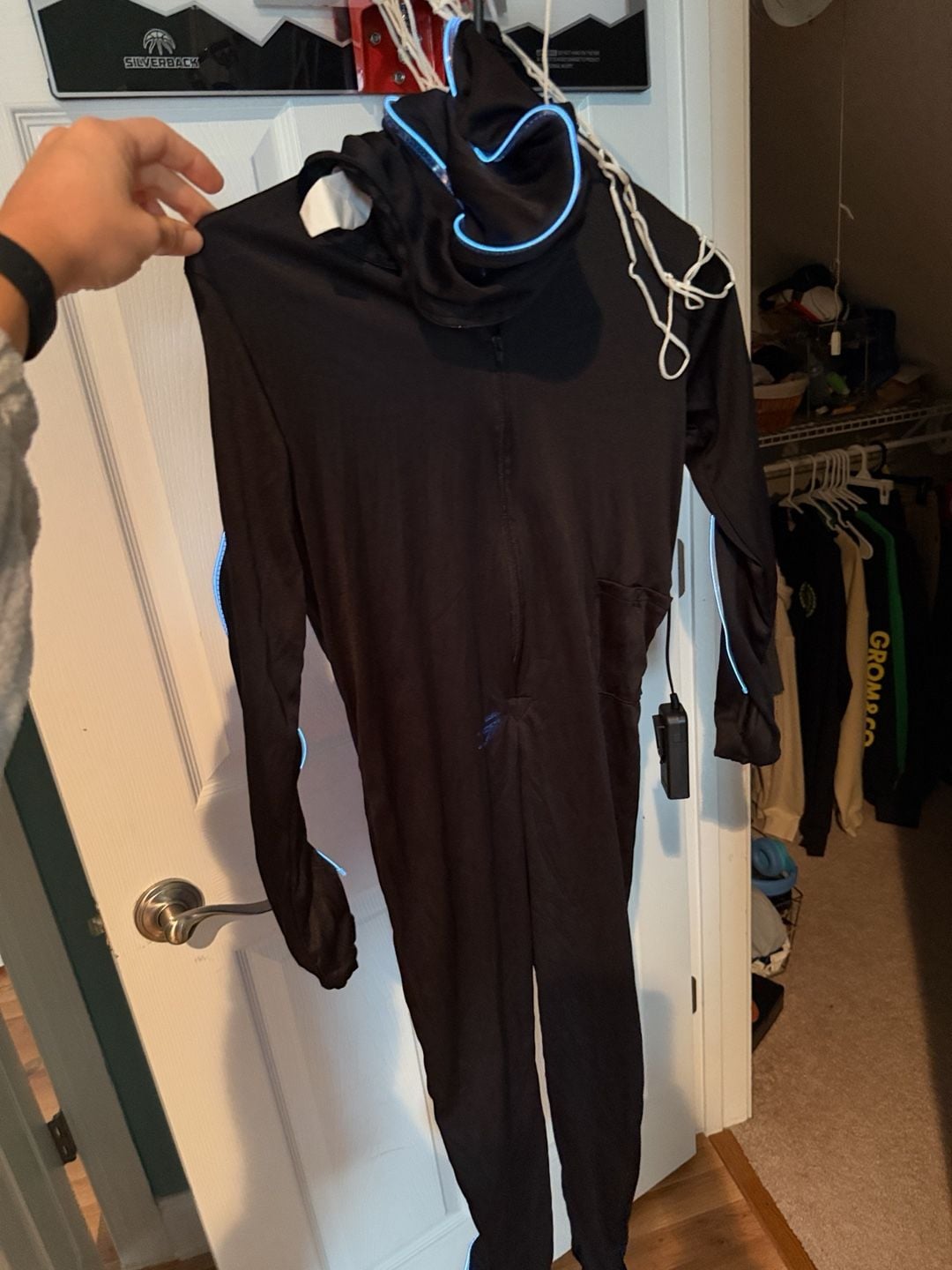 LED Light Up Black Hooded Bodysuit Costume 6